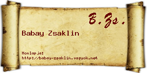Babay Zsaklin névjegykártya